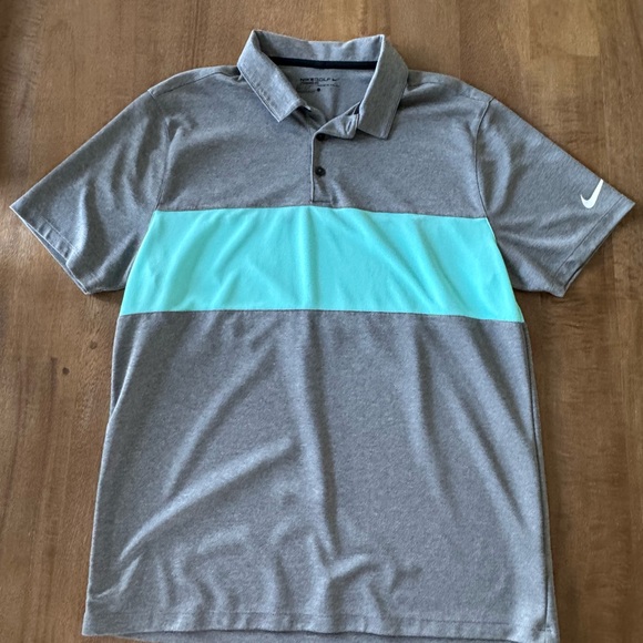 Nike Gray and Light Blue Golf Polo - Picture 1 of 4